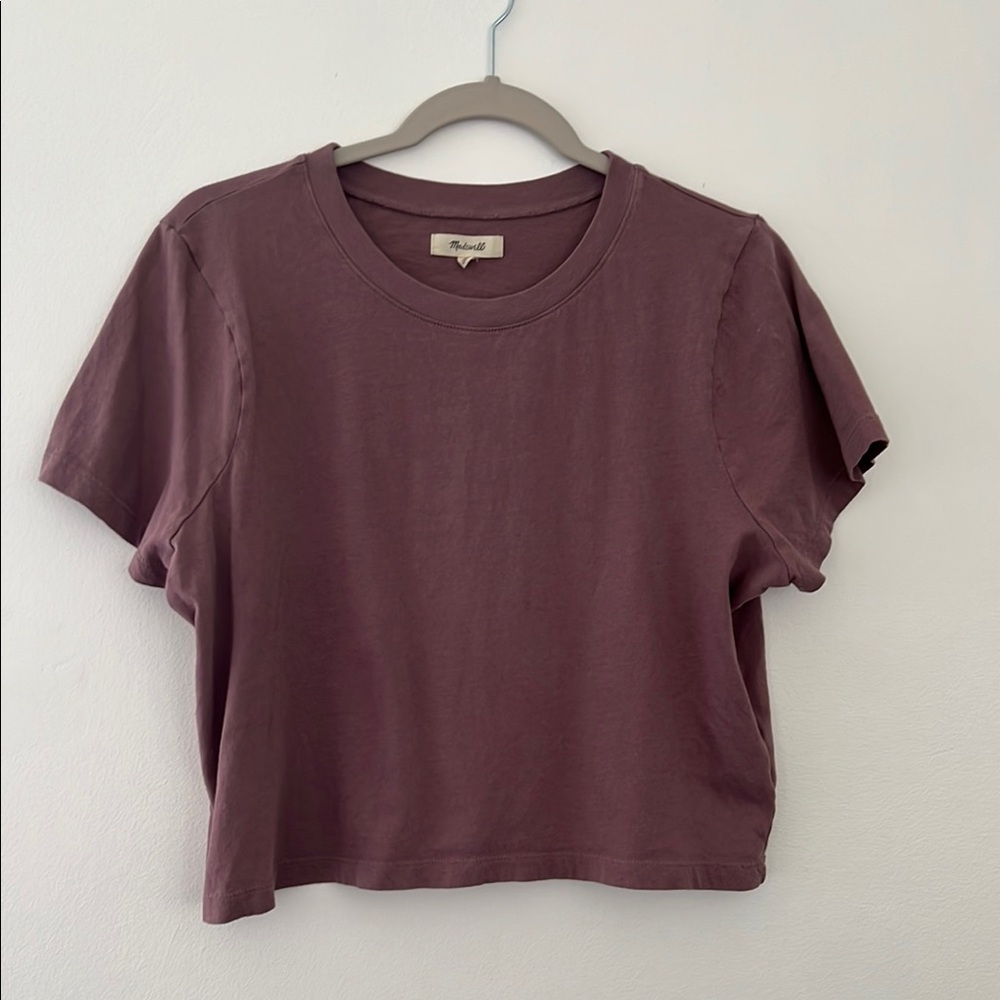 Madewell Purple Boxy Crop Tee Short Sleeve